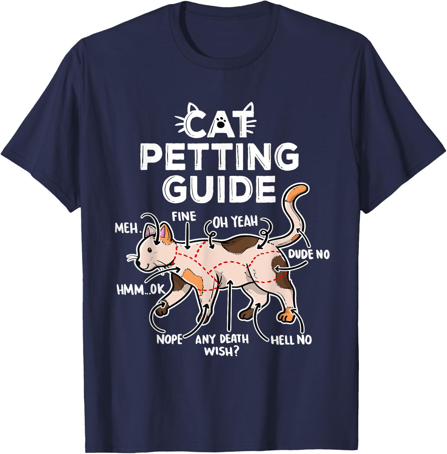 Cat Petting Guide Women Girls Kids T-Shirt - T-Shirt | Navy
