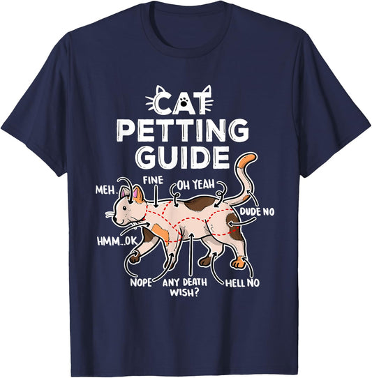 Cat Petting Guide Women Girls Kids T-Shirt - T-Shirt | Navy