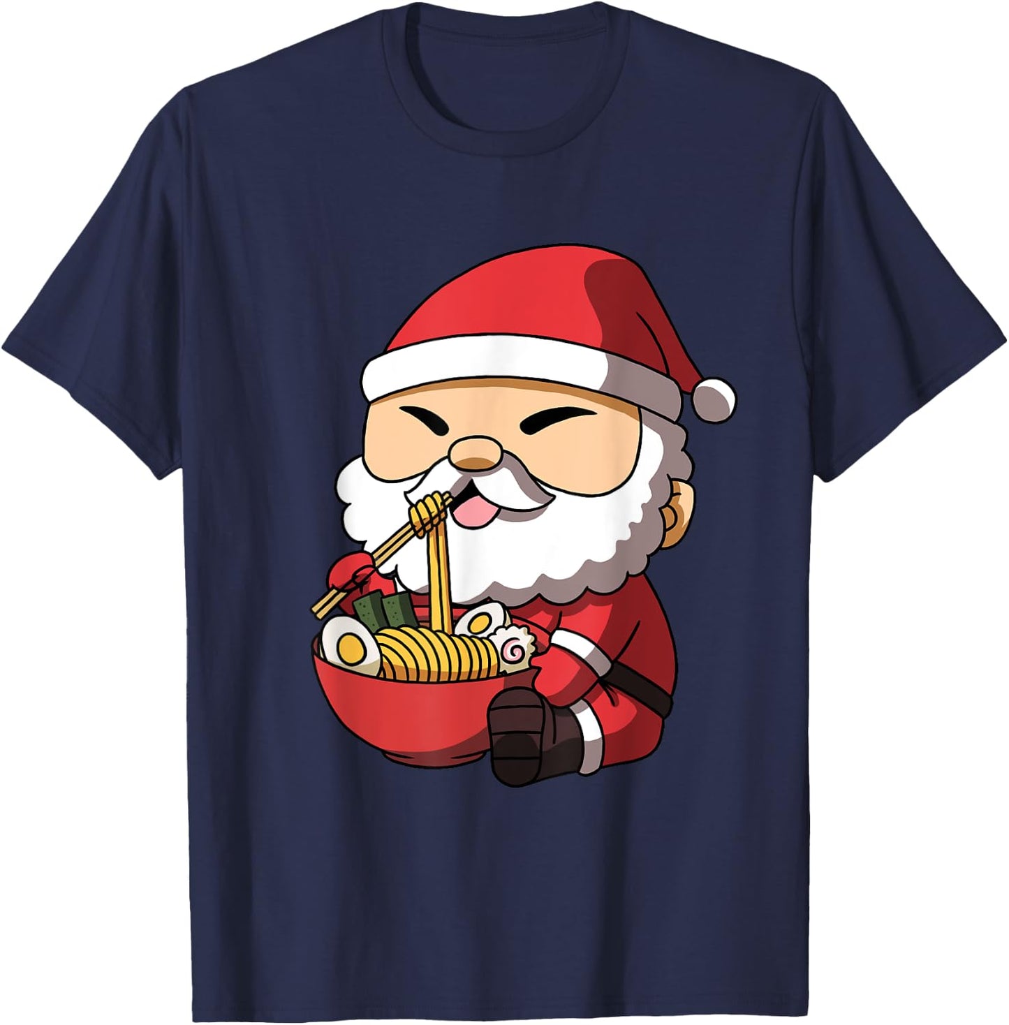 Kawaii Anime Christmas Santa Claus Japanese Ramen T-Shirt - T-Shirt | Navy
