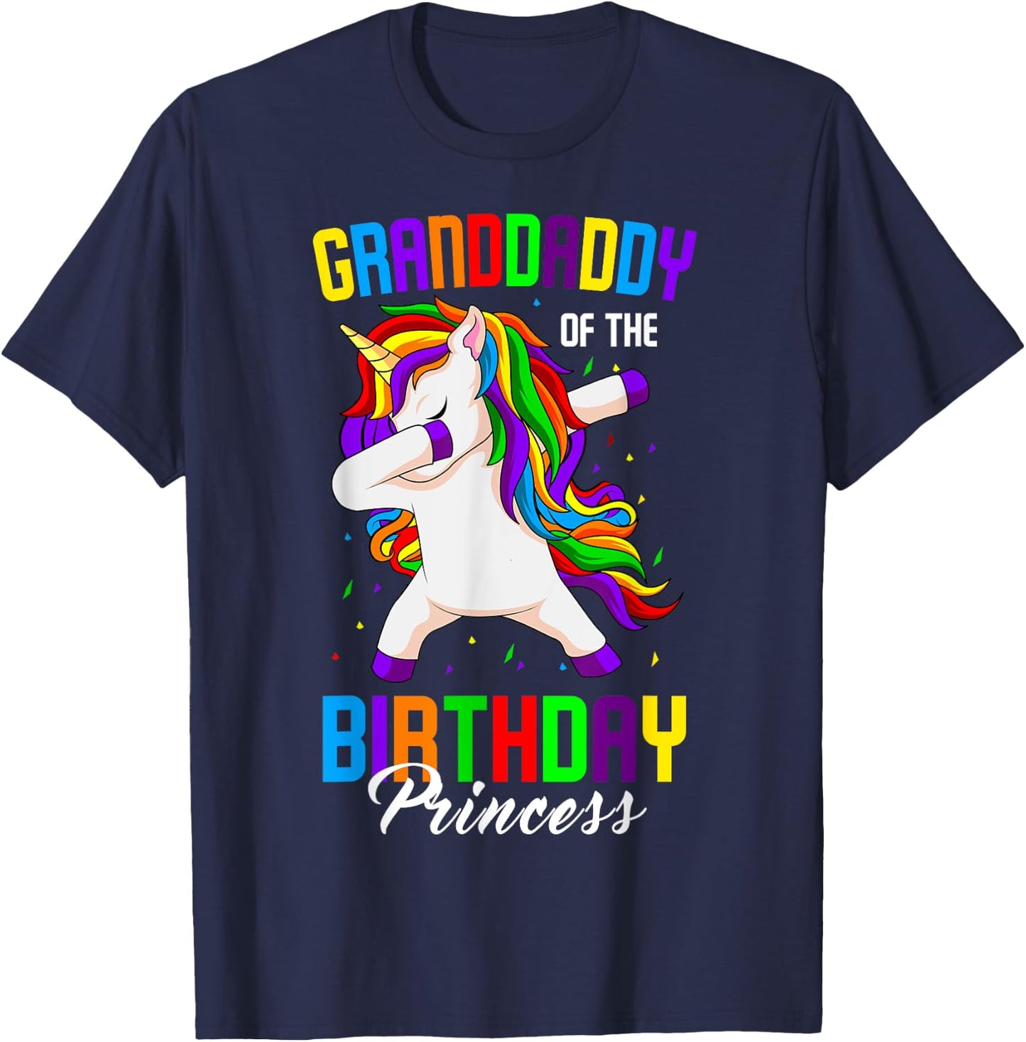 Granddaddy of the Birthday Princess Unicorn Dabbing Party T-Shirt - T-Shirt | Navy