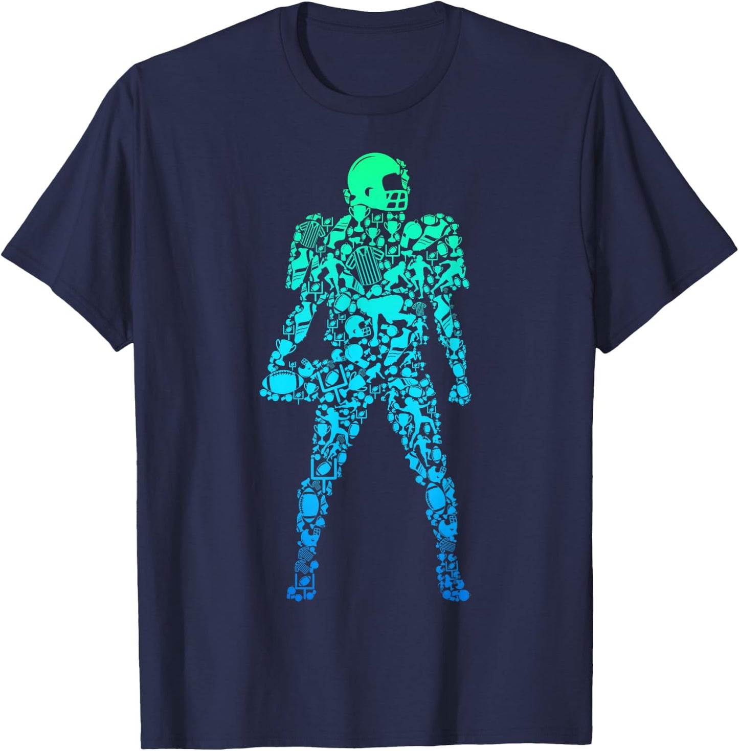 Football Player American Football Kids Boys Men T-Shirt - T-Shirt | Navy