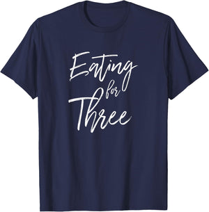 Eating For 3 Shirt Funny Having Twins Pregnancy Reveal Gift T-Shirt - T-Shirt | Navy