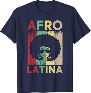 Afro Latina and Proud Shirt, Black Latinx Pride T-Shirt - T-Shirt | Navy