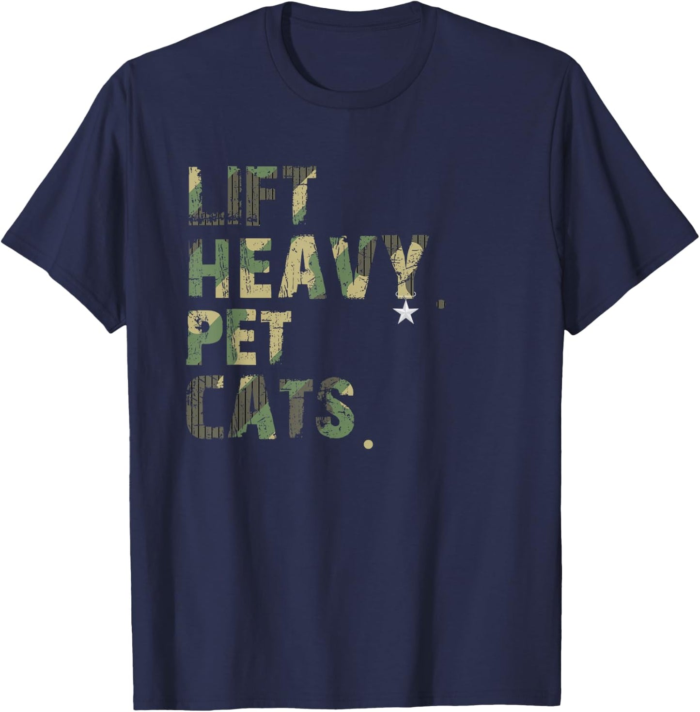 Lift Heavy Pet Cats American Flag Military Weightlifters T-Shirt - T-Shirt | Navy