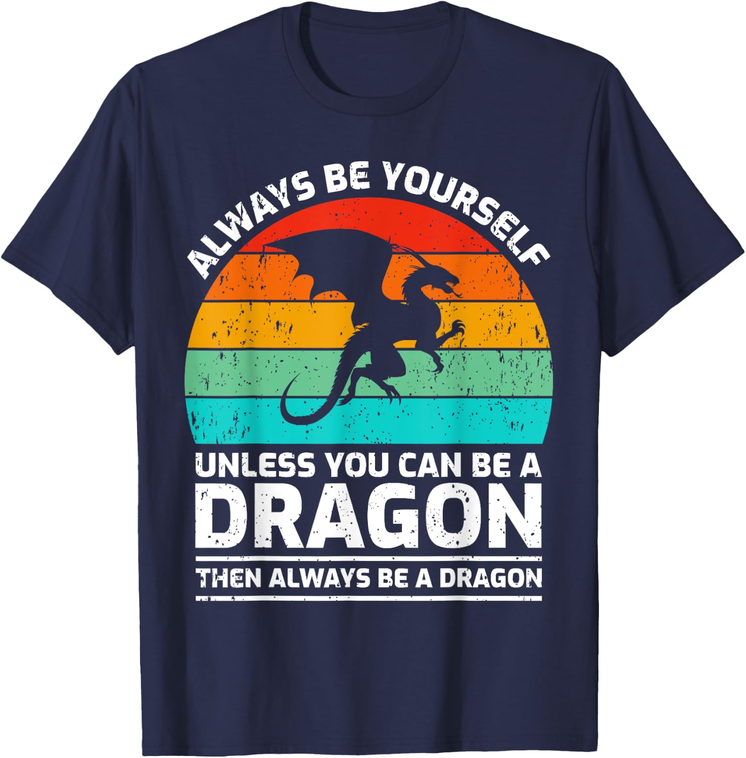 Vintage Dragon Lover Retro Cute Dragon T-Shirt - T-Shirt | Navy