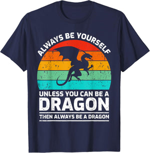 Vintage Dragon Lover Retro Cute Dragon T-Shirt - T-Shirt | Navy