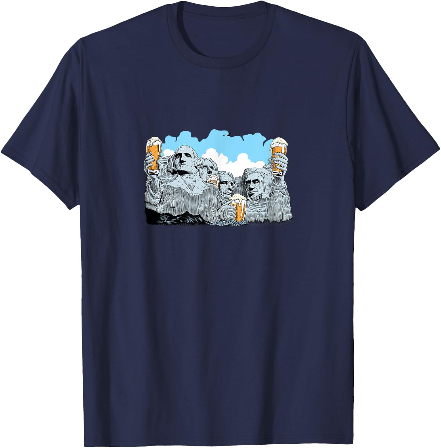 Mt Rushmore Presidents Beer Cheers T-Shirt - T-Shirt | Navy