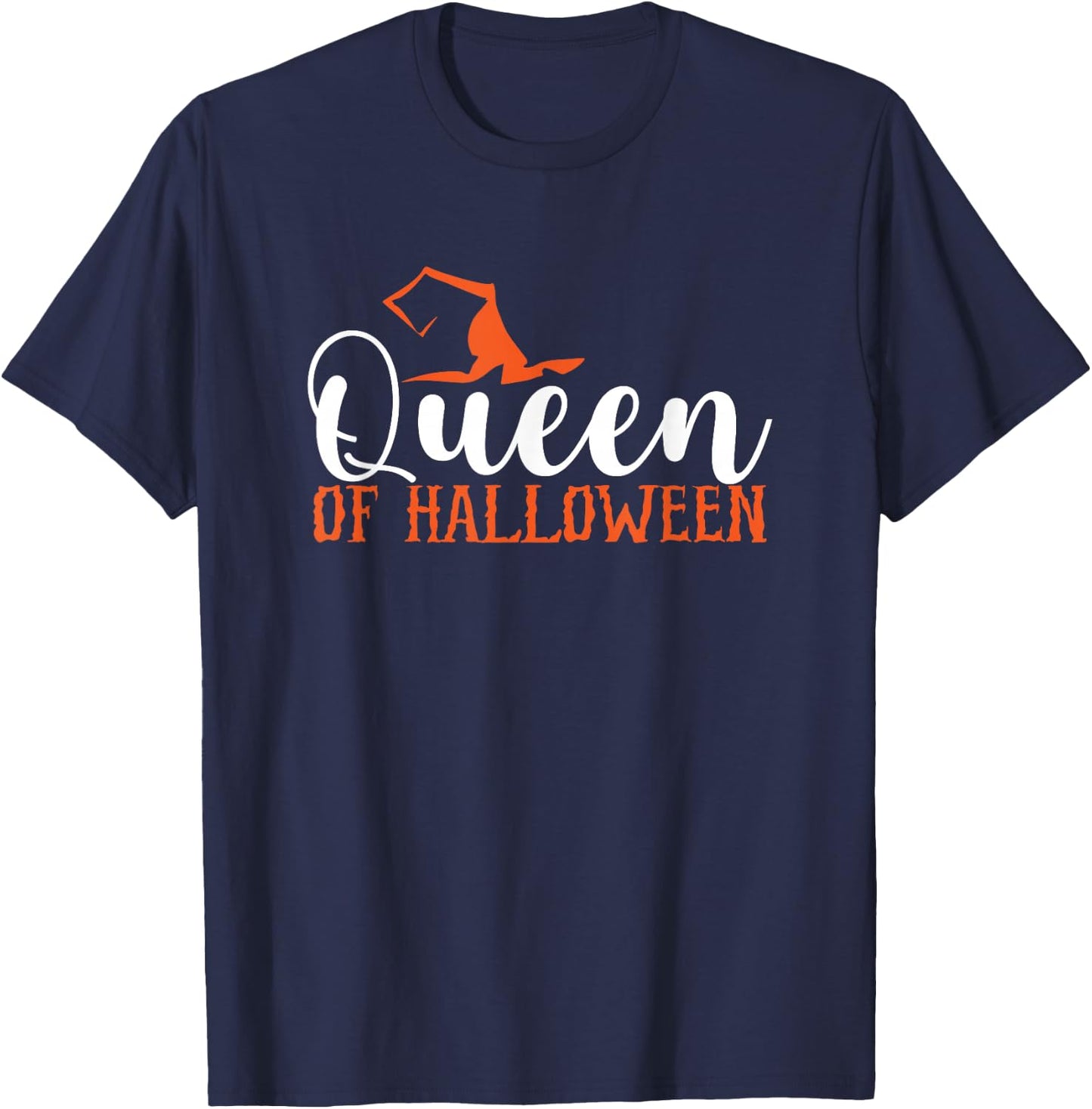 Queen Of Halloween Funny Witch Hat T-Shirt - T-Shirt | Navy