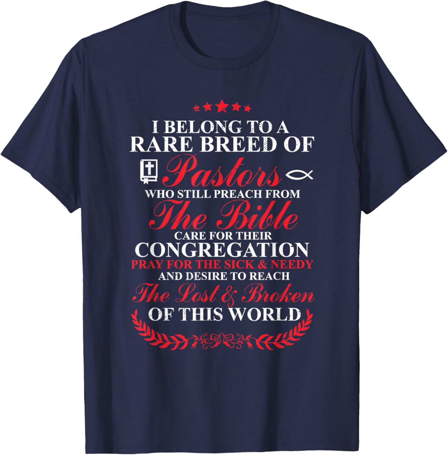 Christian I Belong To A Rare Breed Of Pastors T-Shirt - T-Shirt | Navy