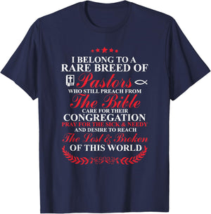 Christian I Belong To A Rare Breed Of Pastors T-Shirt - T-Shirt | Navy
