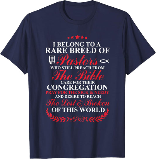Christian I Belong To A Rare Breed Of Pastors T-Shirt - T-Shirt | Navy