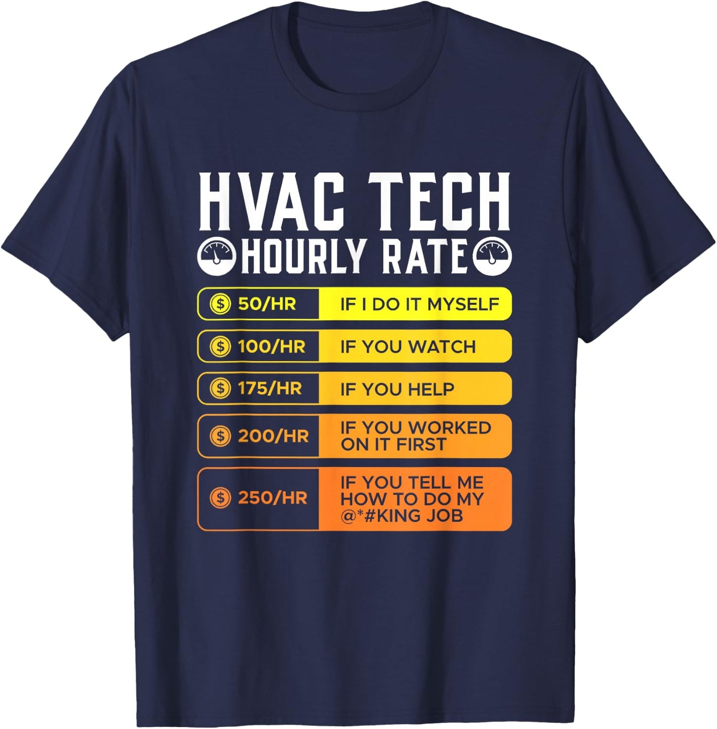 Hvac Technician Hourly Rate T Shirt I Air Conditioner Wiring T-Shirt - T-Shirt | Navy