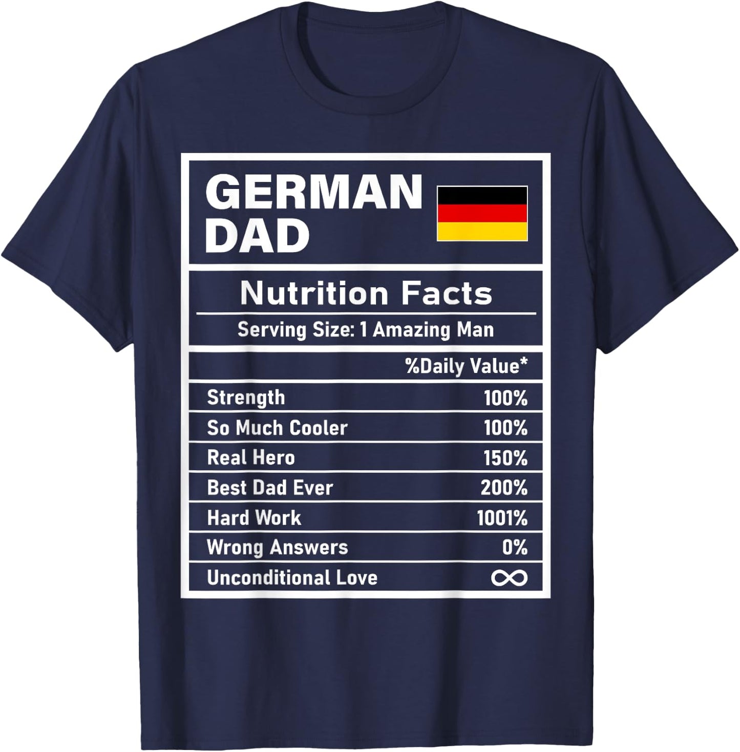 German Dad Nutrition Facts Father's Day National Heritage T-Shirt - T-Shirt | Navy