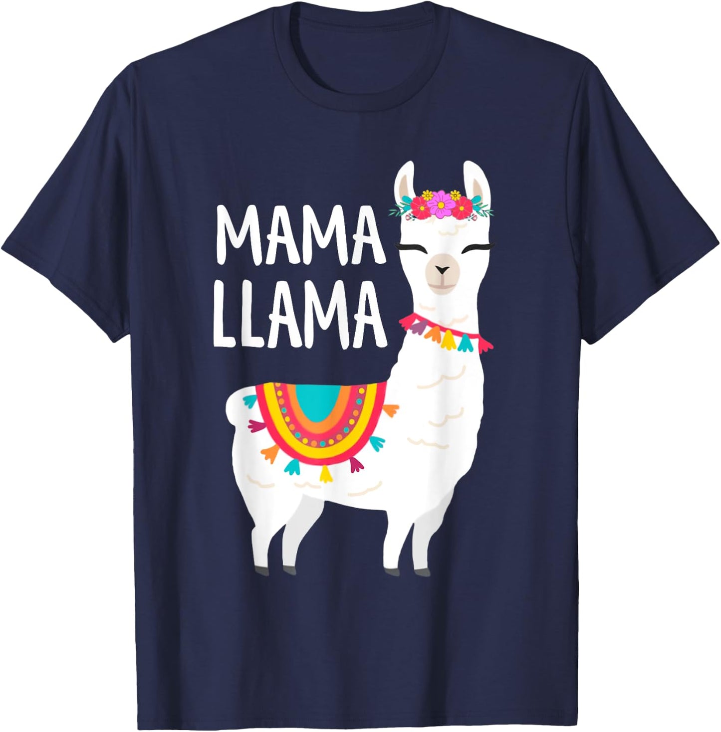 Mama Llama Funny Mother's Day Shirt Women Mom Birthday T-Shirt - T-Shirt | Navy