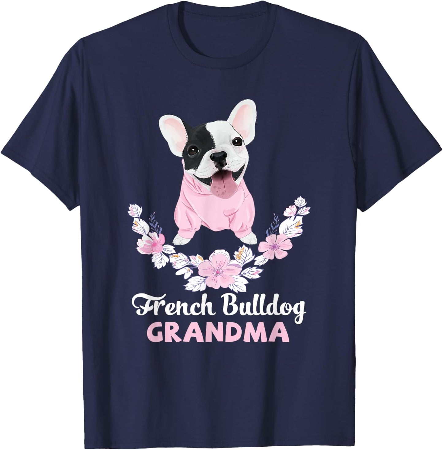 French Bulldog Grandma Frenchie Grandma Women Girls Kids T-Shirt - T-Shirt | Navy