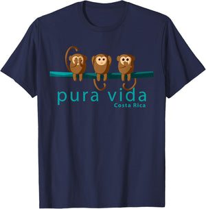 Pura Vida Monkeys Costa Rica T-Shirt - T-Shirt | Navy