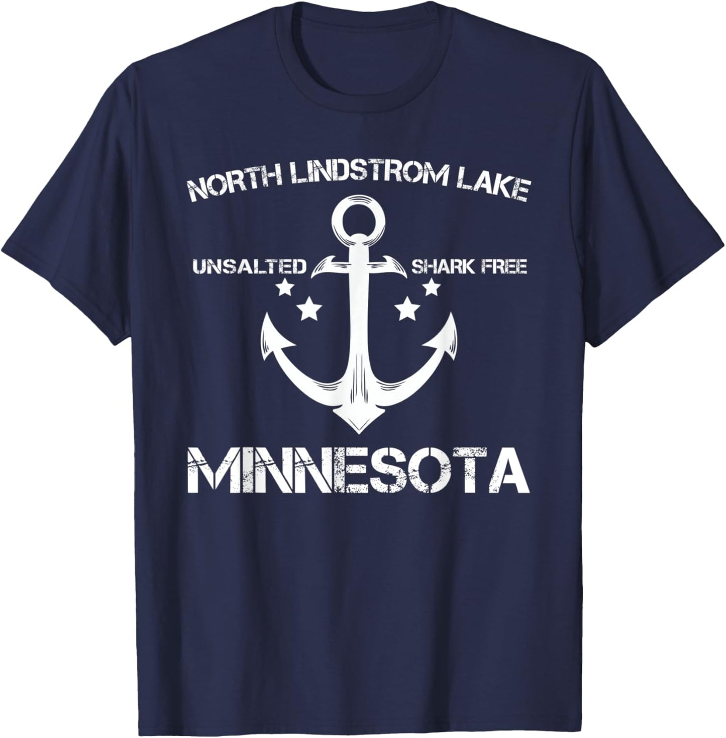 NORTH LINDSTROM LAKE MINNESOTA Funny Fishing Camping Gift T-Shirt - T-Shirt | Navy