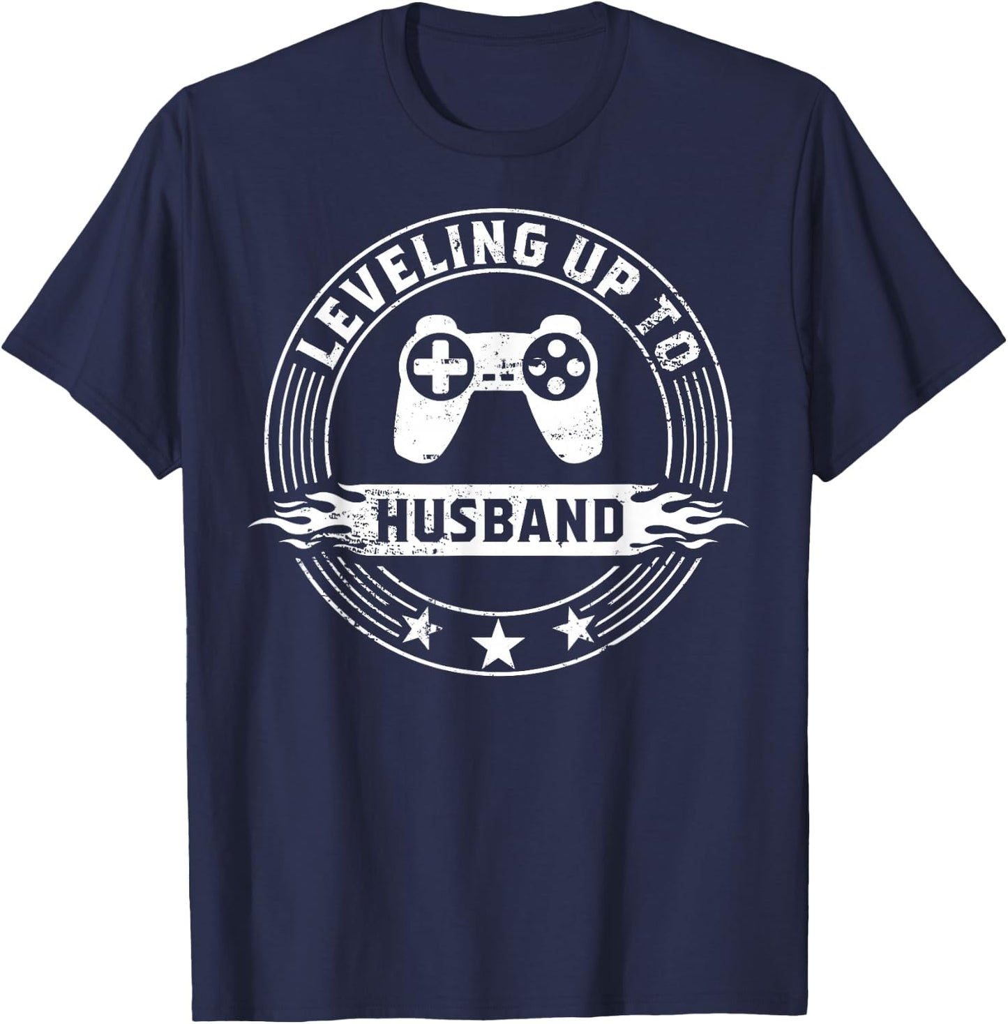 Gamer Engagement gift, Leveling Up To Husband design T-Shirt - T-Shirt | Navy