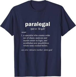 Paralegal Dictionary Entry Funny Legal Assistant Gag Gift - Black - Men's - Small - Short Sleeve - Classic Fit - Cotton & Polyester - Unique Humorous Definition T-Shirt - T-Shirt | Navy