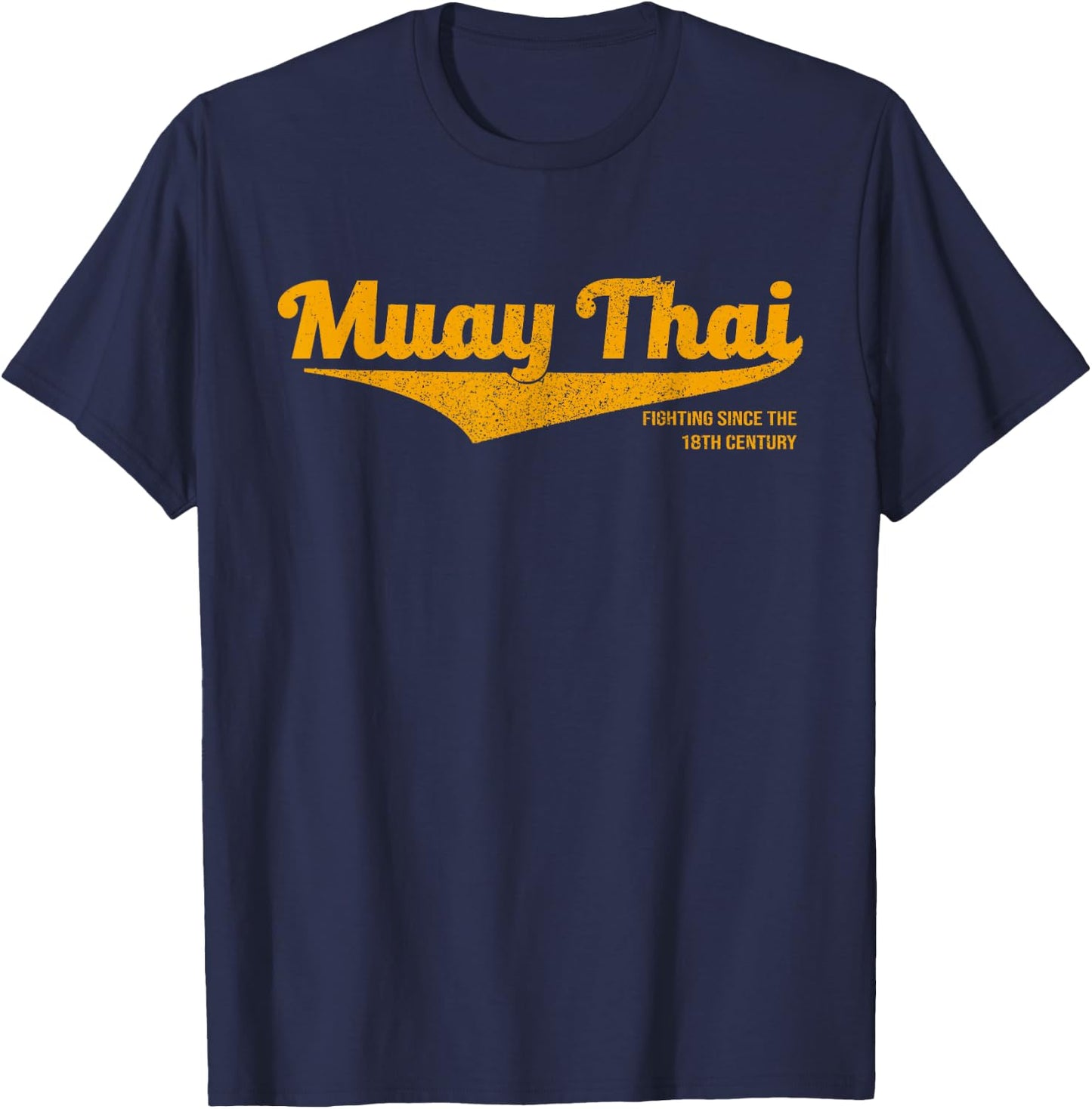 Distressed Muay Thai Kickboxing , MMA, BJJ, Thailand T-Shirt - T-Shirt | Navy