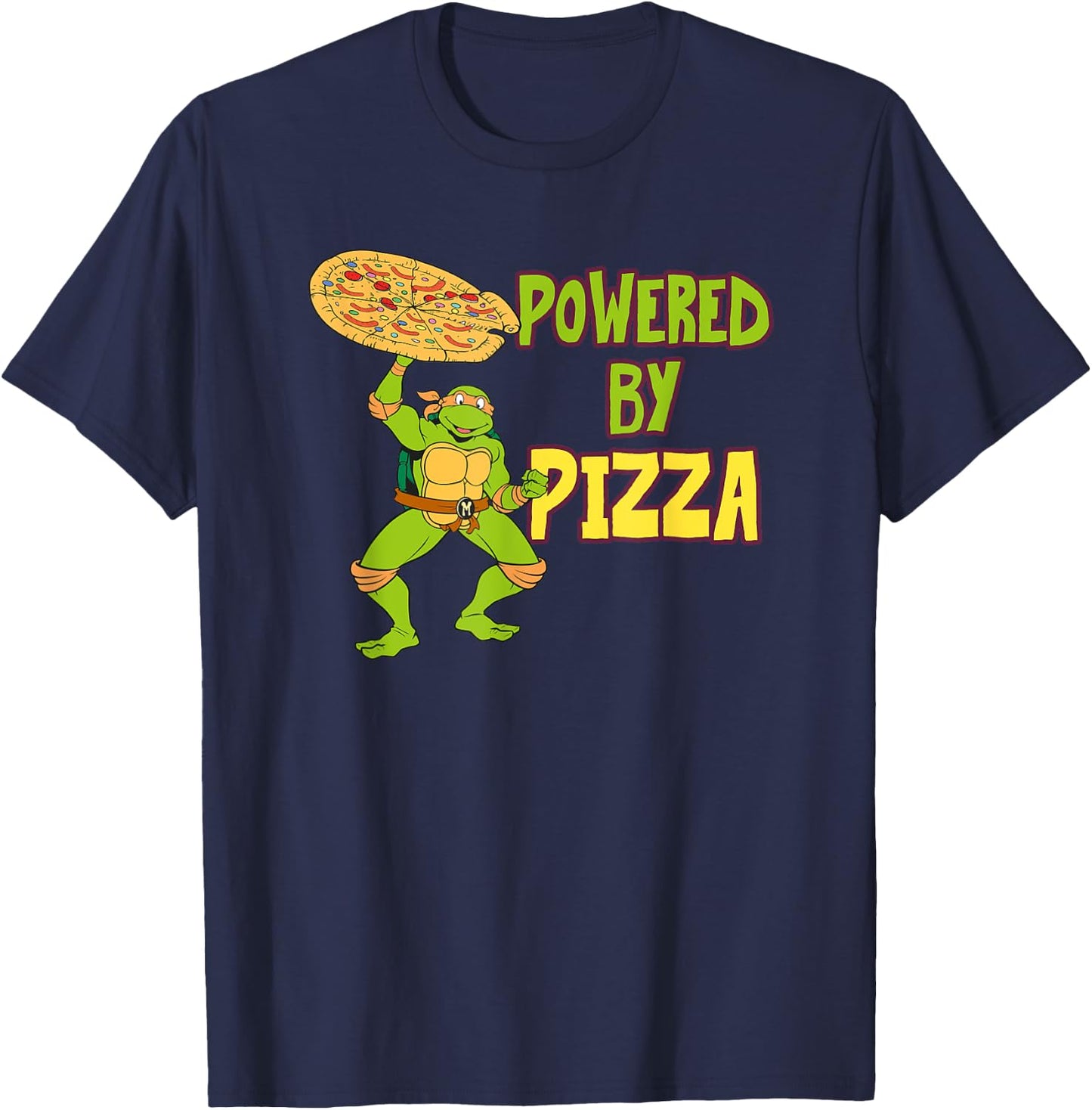 Michelangelo - Powered by Pizza T-Shirt - T-Shirt | Navy