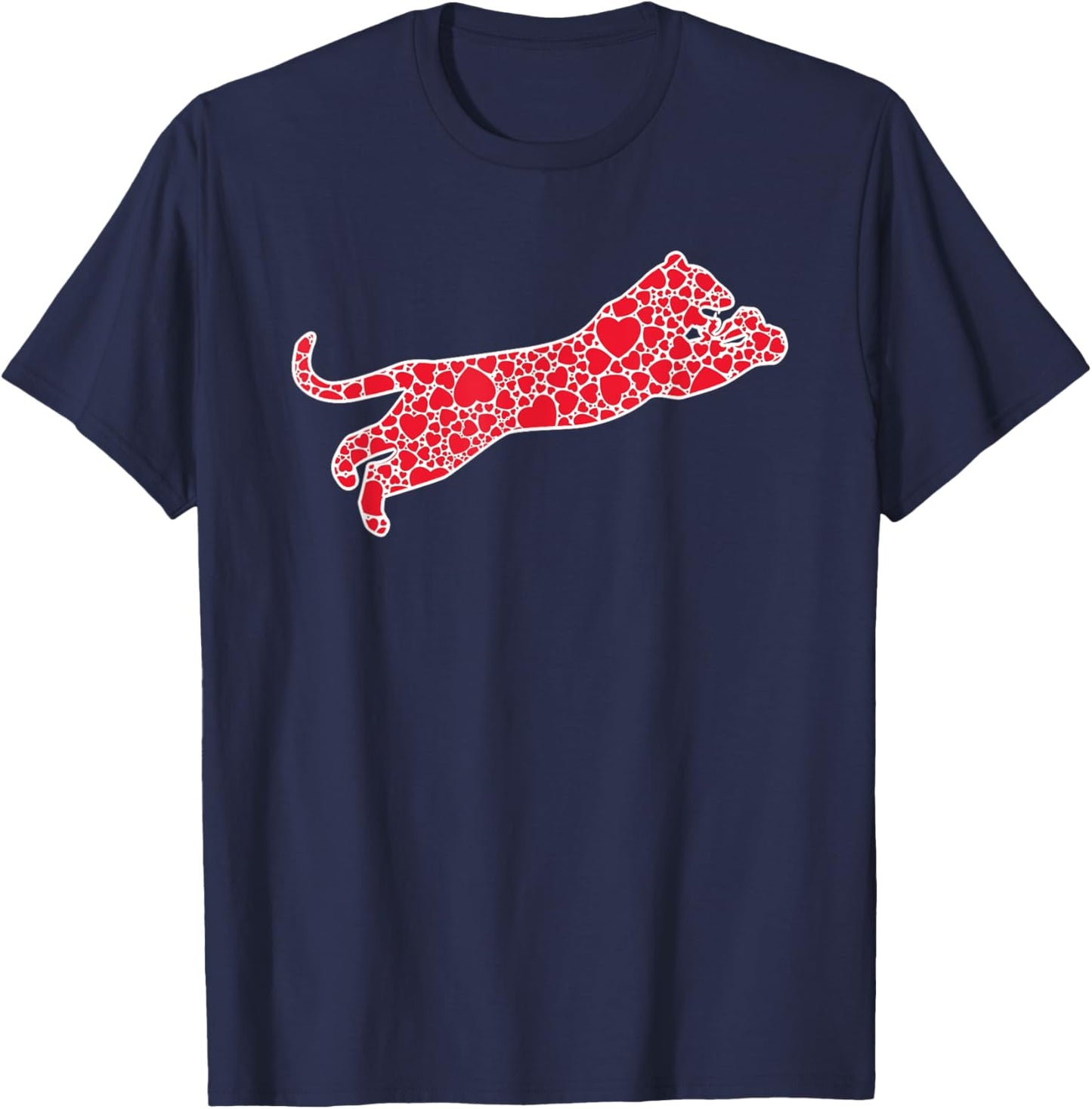 Cougar Hearts Valentine's Day Puma Animal Lover Girl Gift T-Shirt - T-Shirt | Navy