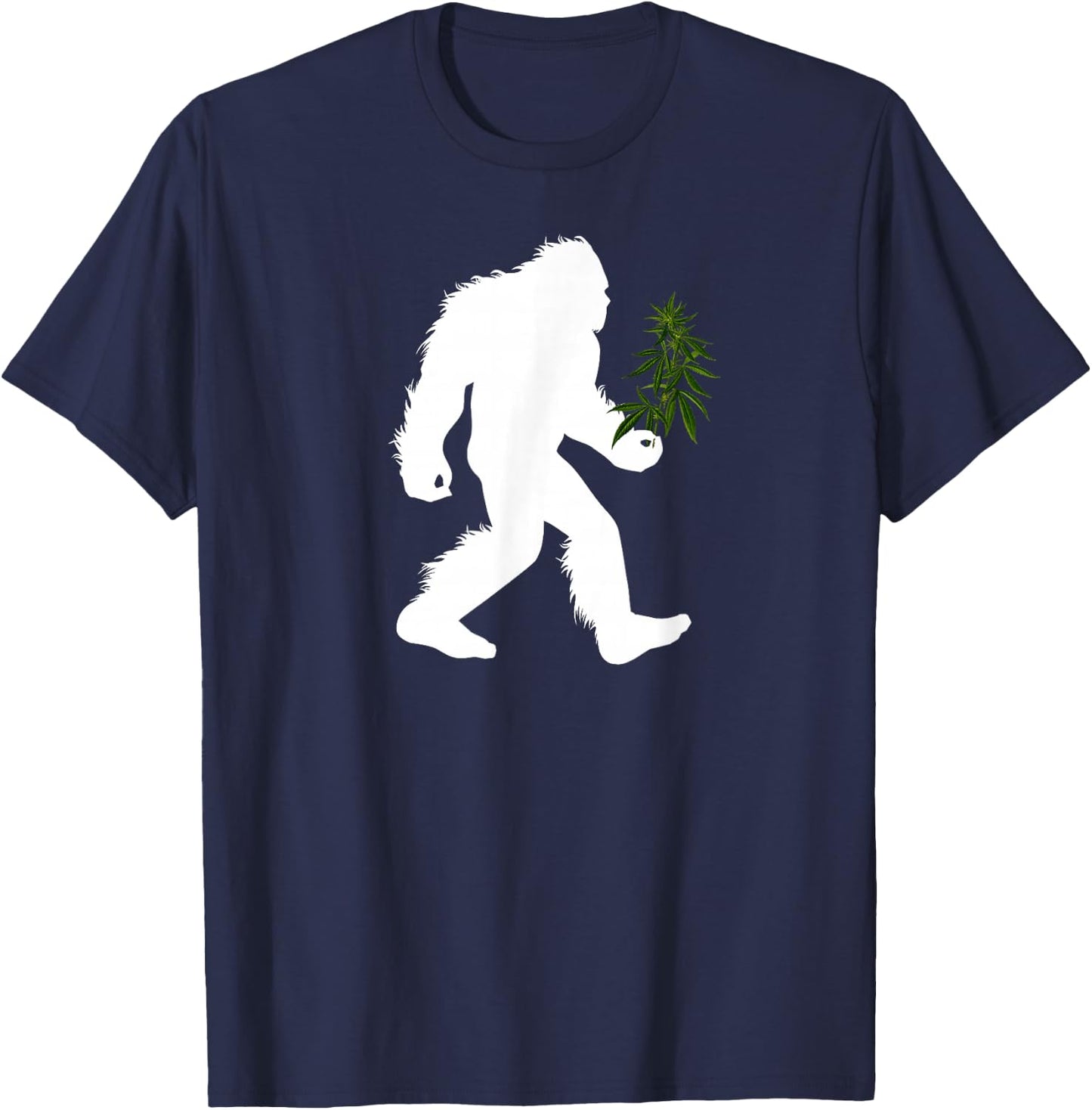 Bigfoot Cannabis Plant Sasquatch Marijuana T-Shirt - T-Shirt | Navy