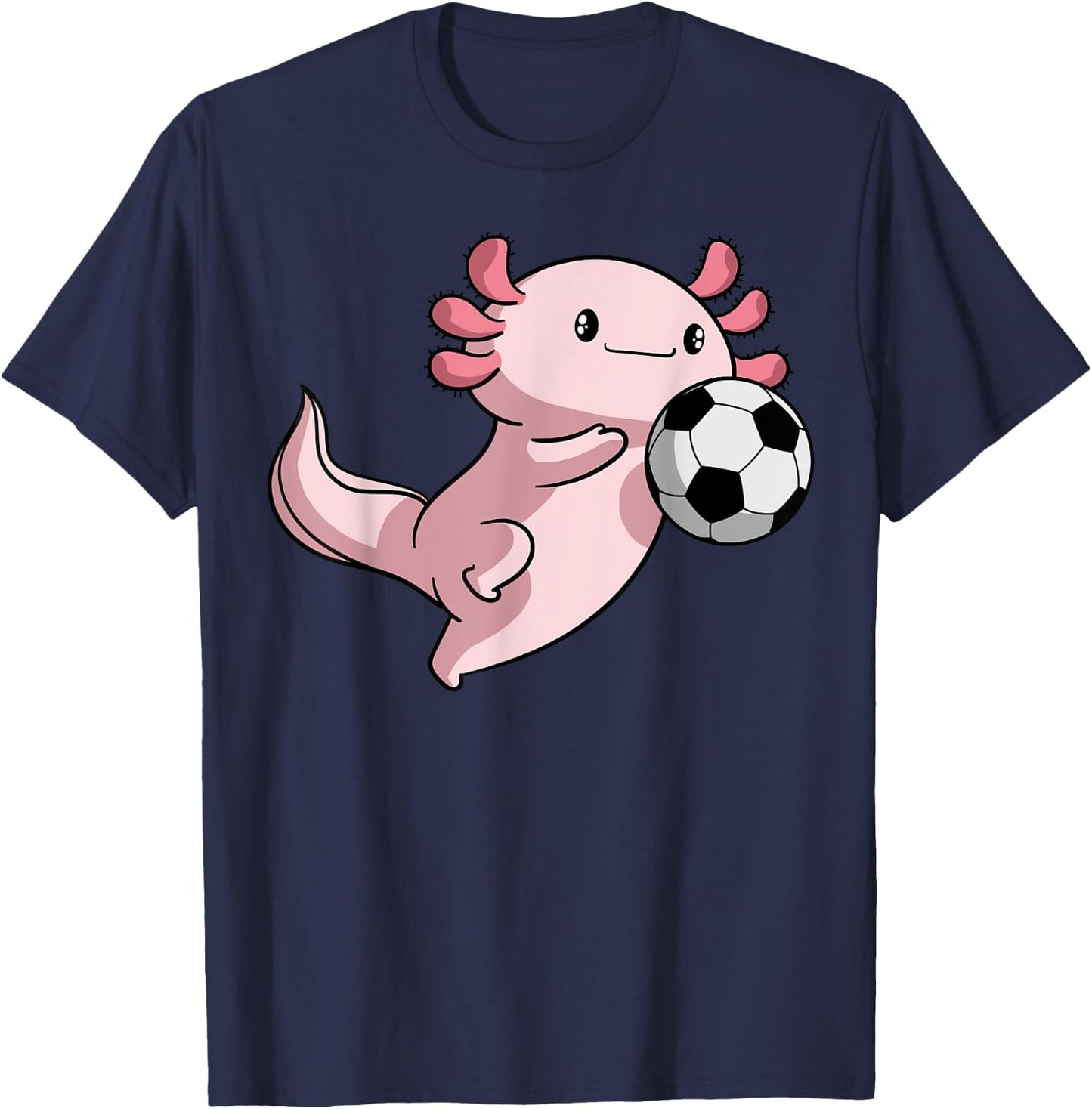 Kawaii Axolotl Pun Funny Soccer Player T-Shirt - T-Shirt | Navy