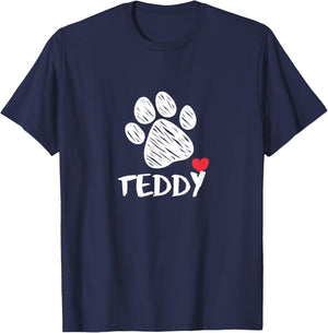 Teddy Dog Love I Love My Puppy Named Teddy for Dogs Teddy T-Shirt - T-Shirt | Navy