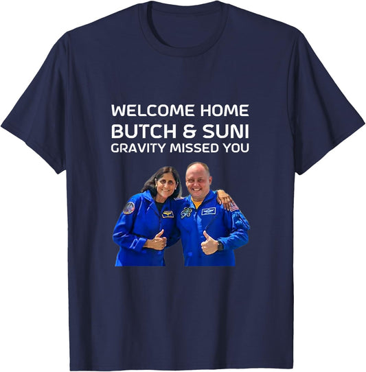 Sunita Williams & Butch Wilmore - Butch & Suni, WELCOME HOME T-Shirt - T-Shirt | Navy