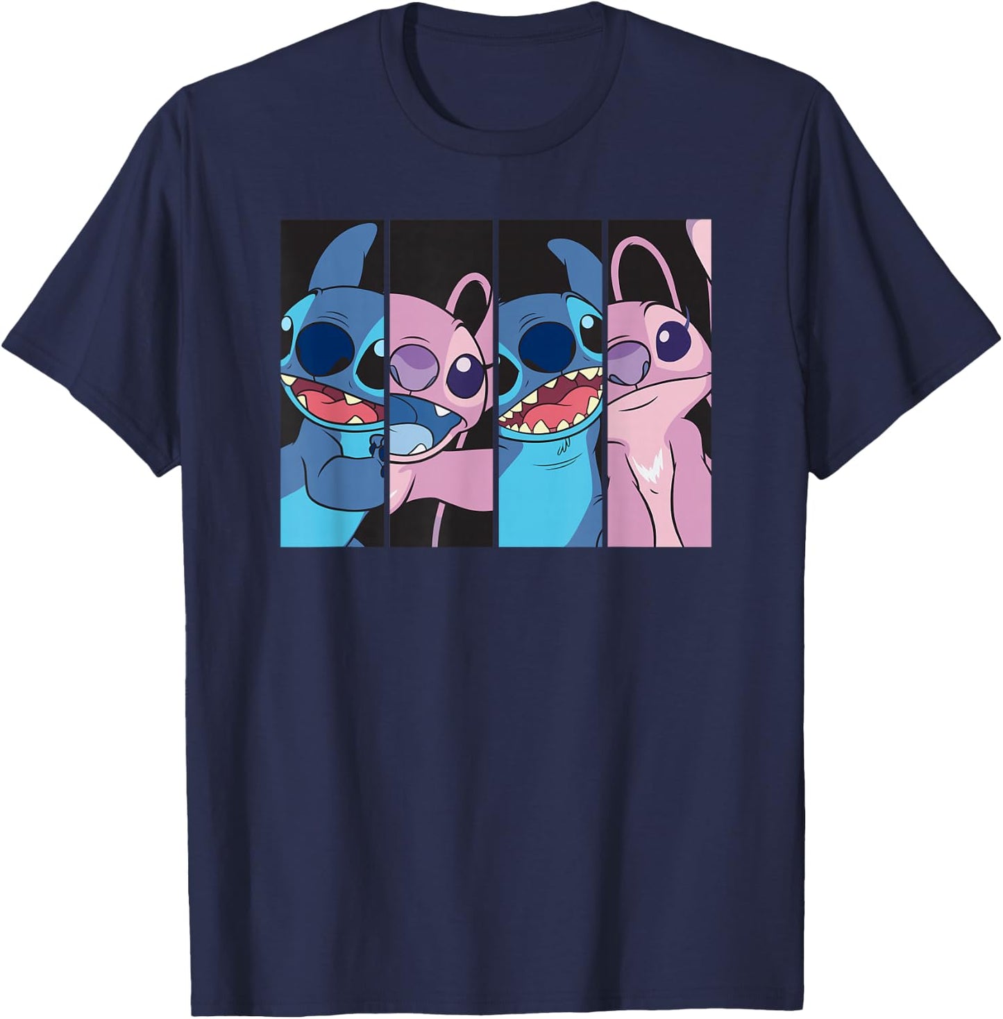 Lilo & Stitch 2: The Series - Stitch & Angel Boxed Faces T-Shirt - T-Shirt | Navy