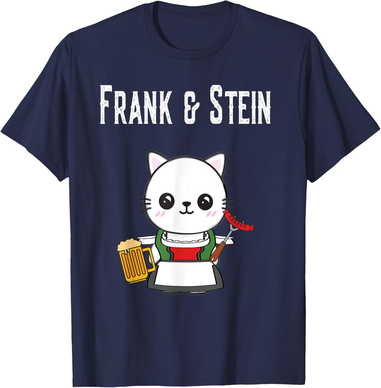 German Kawaii Cat Oktoberfest Germany Pride Stein T-Shirt - T-Shirt | Navy