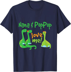 Kids Nana and PopPop Love Me Grandson Dinosaur T-Shirt - T-Shirt | Navy