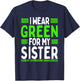 Green Ribbon Sibling Twin Kabuki Syndrome Awareness Sister T-Shirt - T-Shirt | Navy
