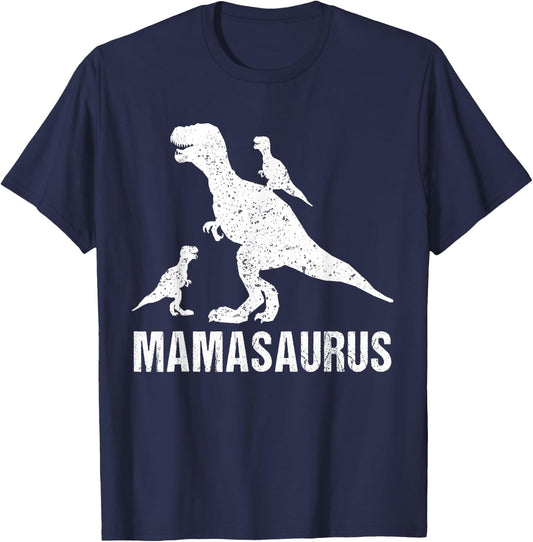 Funny Mamasaurus Mothers Day Shirts Dinosaur Mom Of 2 Boys T-Shirt - T-Shirt | Navy