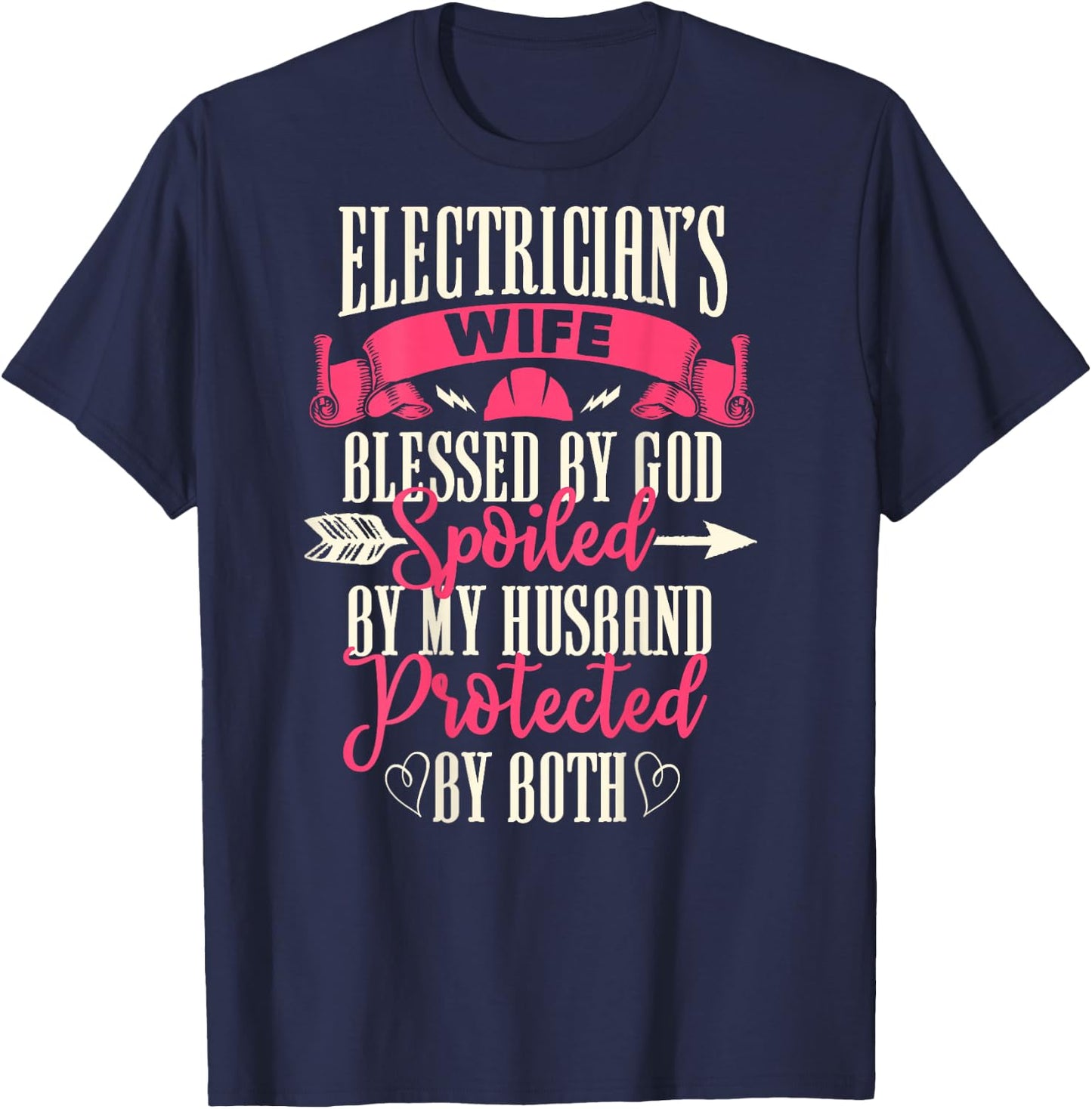Electrician Gifts Wife Design On Back T-Shirt - T-Shirt | Navy