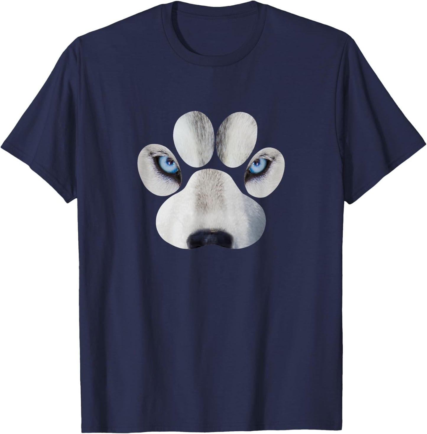Siberian Husky Eyes Awesome Cute Huskies Paw Face T-Shirt - T-Shirt | Navy