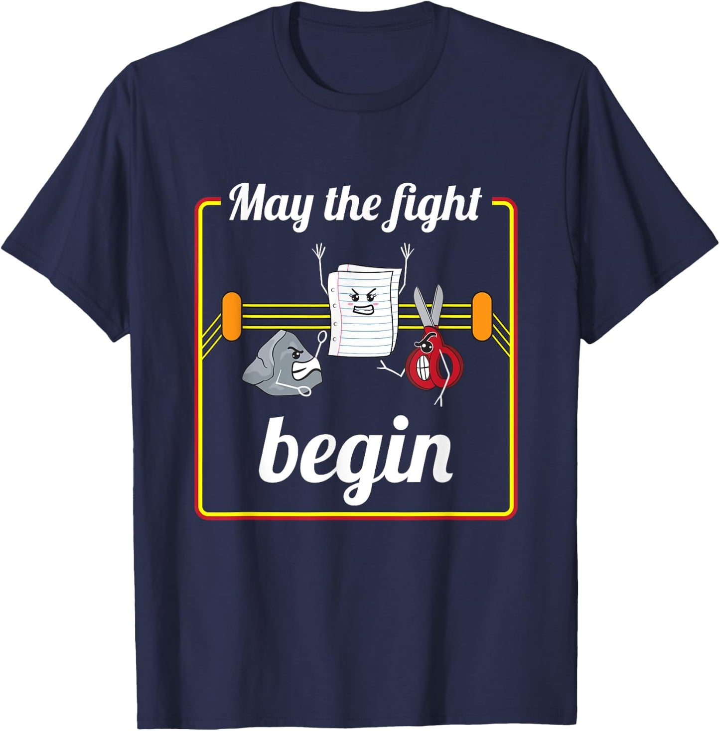 May The Fight Begin Cute Rock Paper Scissors T-Shirt - T-Shirt | Navy