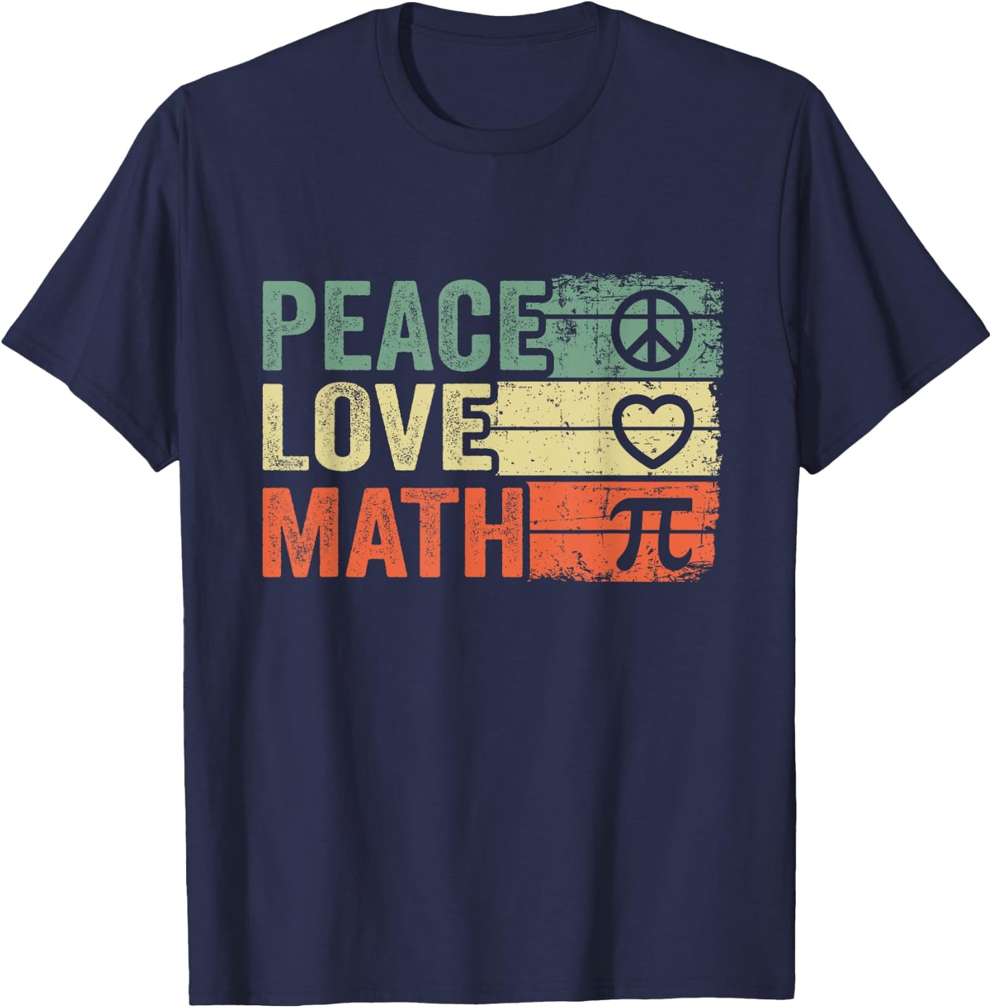 Peace Love Math Vintage Math Nerd Retro Funny Math Teacher Women T-Shirt - T-Shirt | Navy