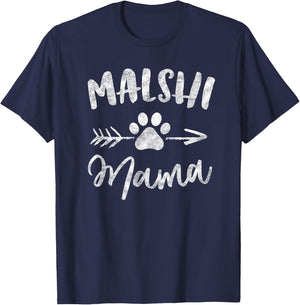 Malshi Mama Shirt Mal-shi Lover Owner Gifts Malt-tzu Dog Mom T-Shirt - T-Shirt | Navy