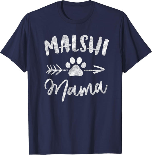 Malshi Mama Shirt Mal-shi Lover Owner Gifts Malt-tzu Dog Mom T-Shirt - T-Shirt | Navy