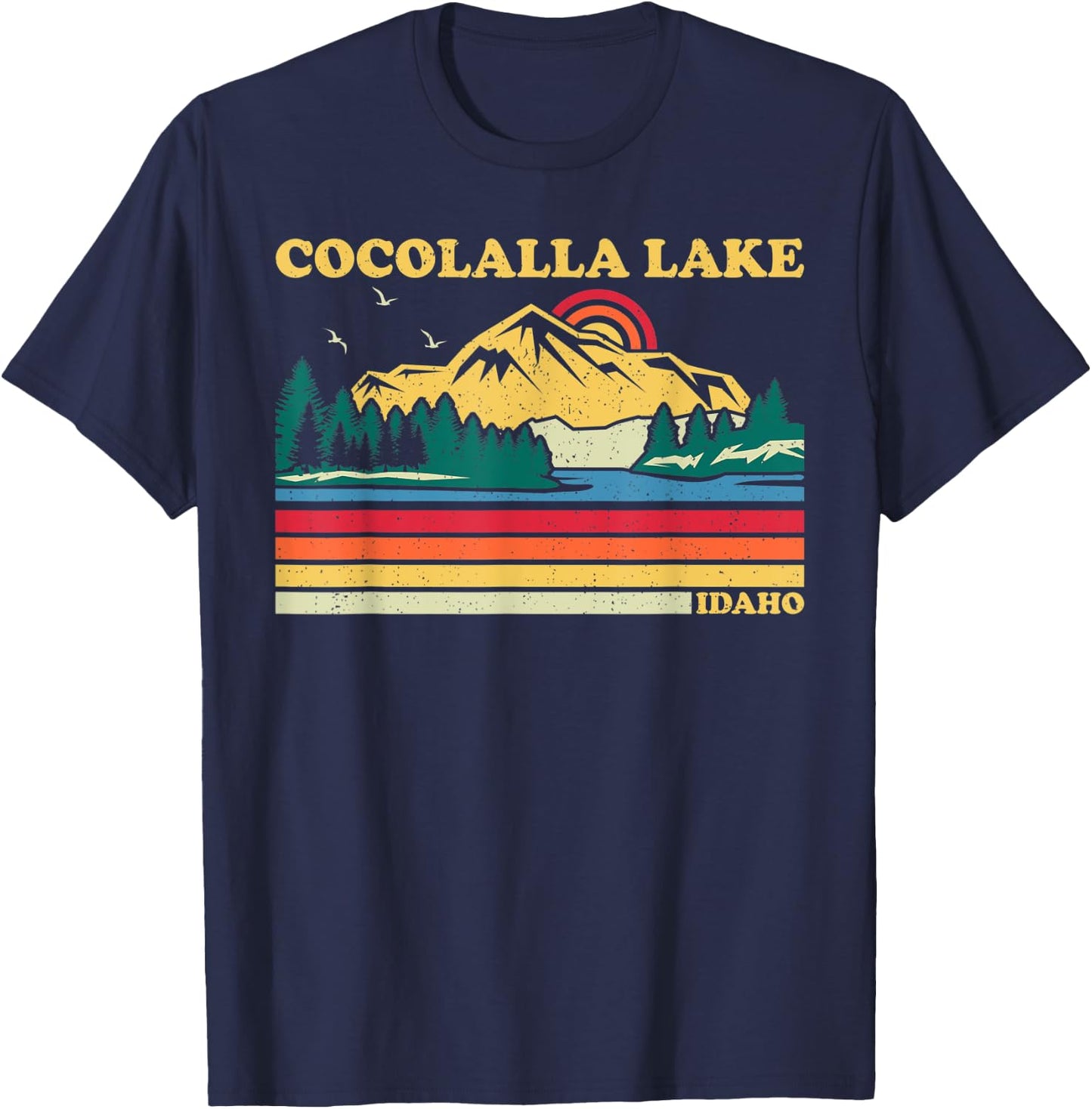 Vintage Retro Family Vacation Idaho Cocolalla Lake T-Shirt - T-Shirt | Navy
