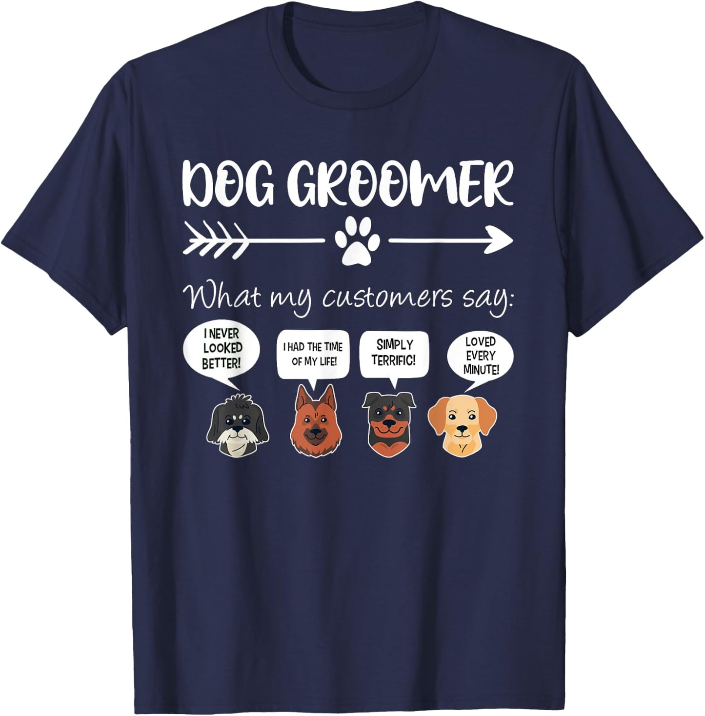 Dog Groomer Shirt Funny Dog Grooming Gift Dog Salon Women Girls Kids T-Shirt - T-Shirt | Navy