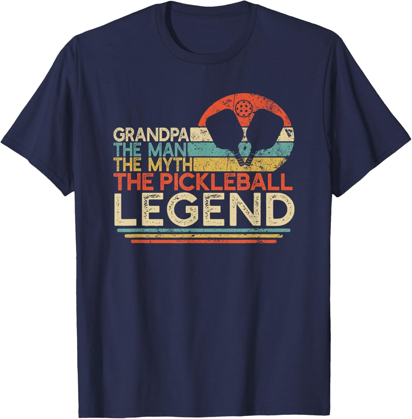 Vintage Pickleball Grandpa The Man The Myth The Legend T-Shirt - T-Shirt | Navy