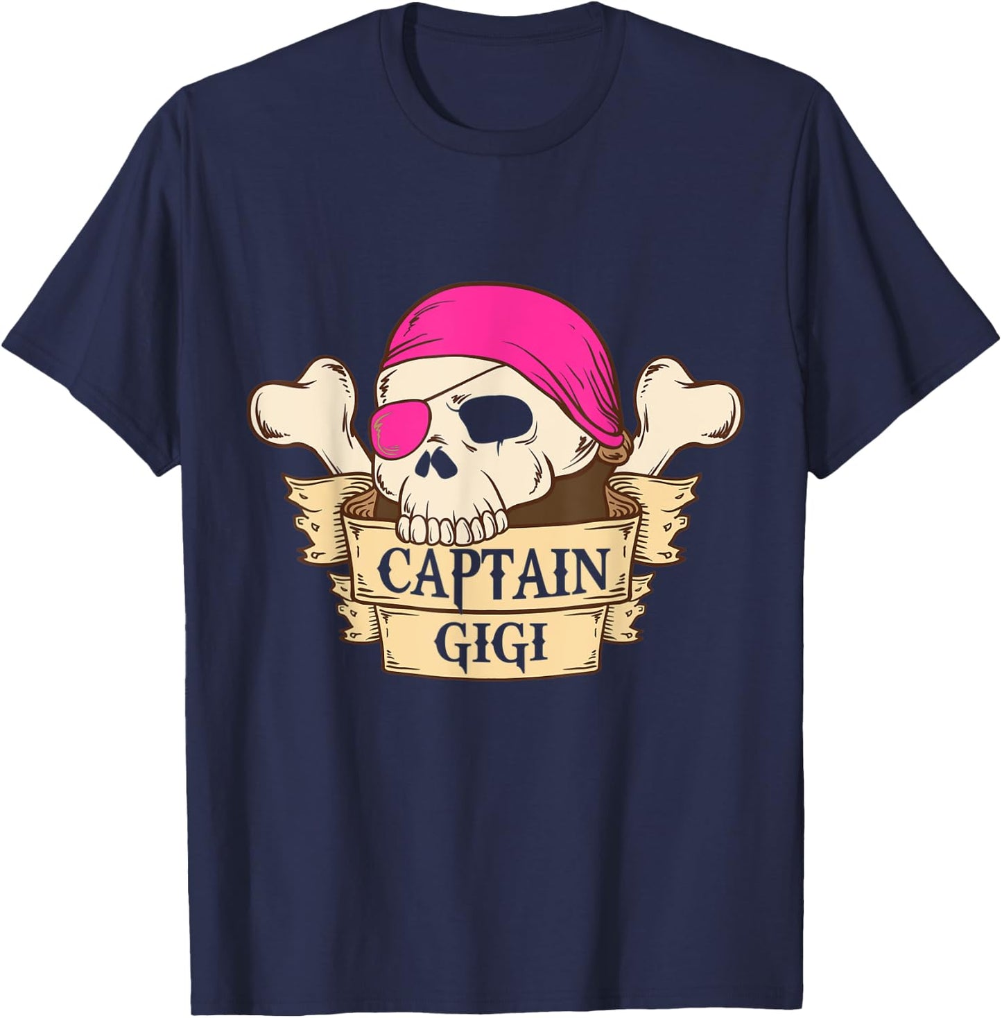 Captain Gigi Pirate Halloween Grandma Gift T-Shirt - T-Shirt | Navy