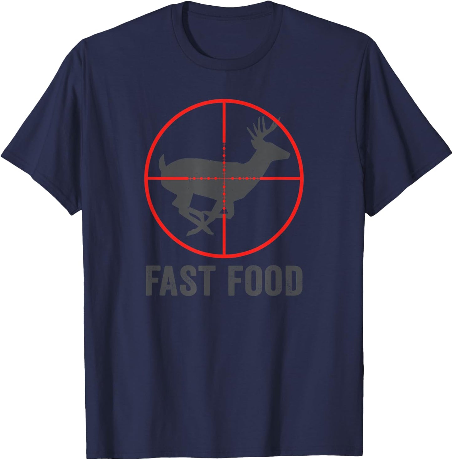 Fast Food | Funny Deer Hunting retro distressed style T-Shirt - T-Shirt | Navy