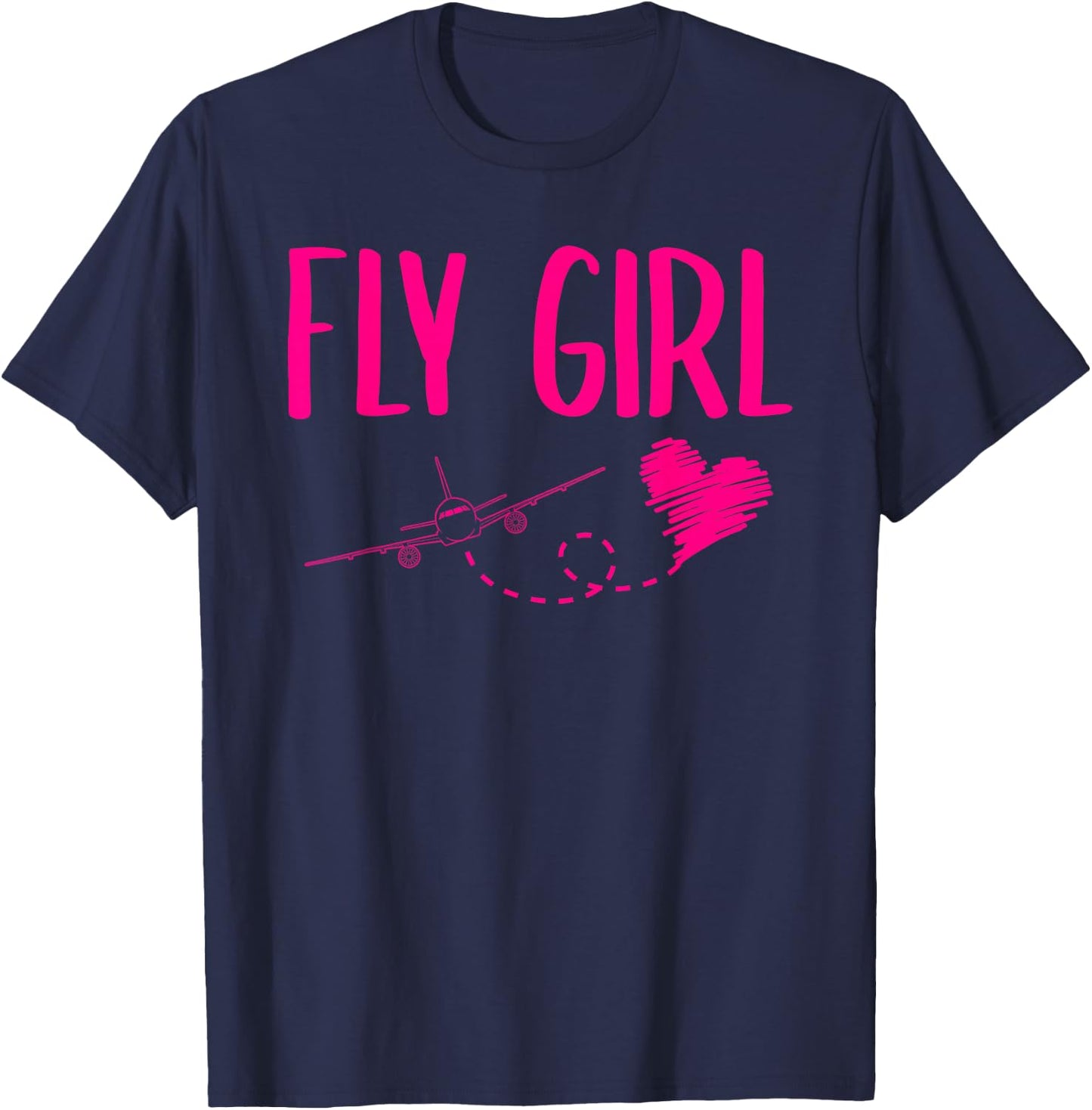 Plane Airplane Heart Flying Pilot Aircraft Aviation Fly Girl T-Shirt - T-Shirt | Navy