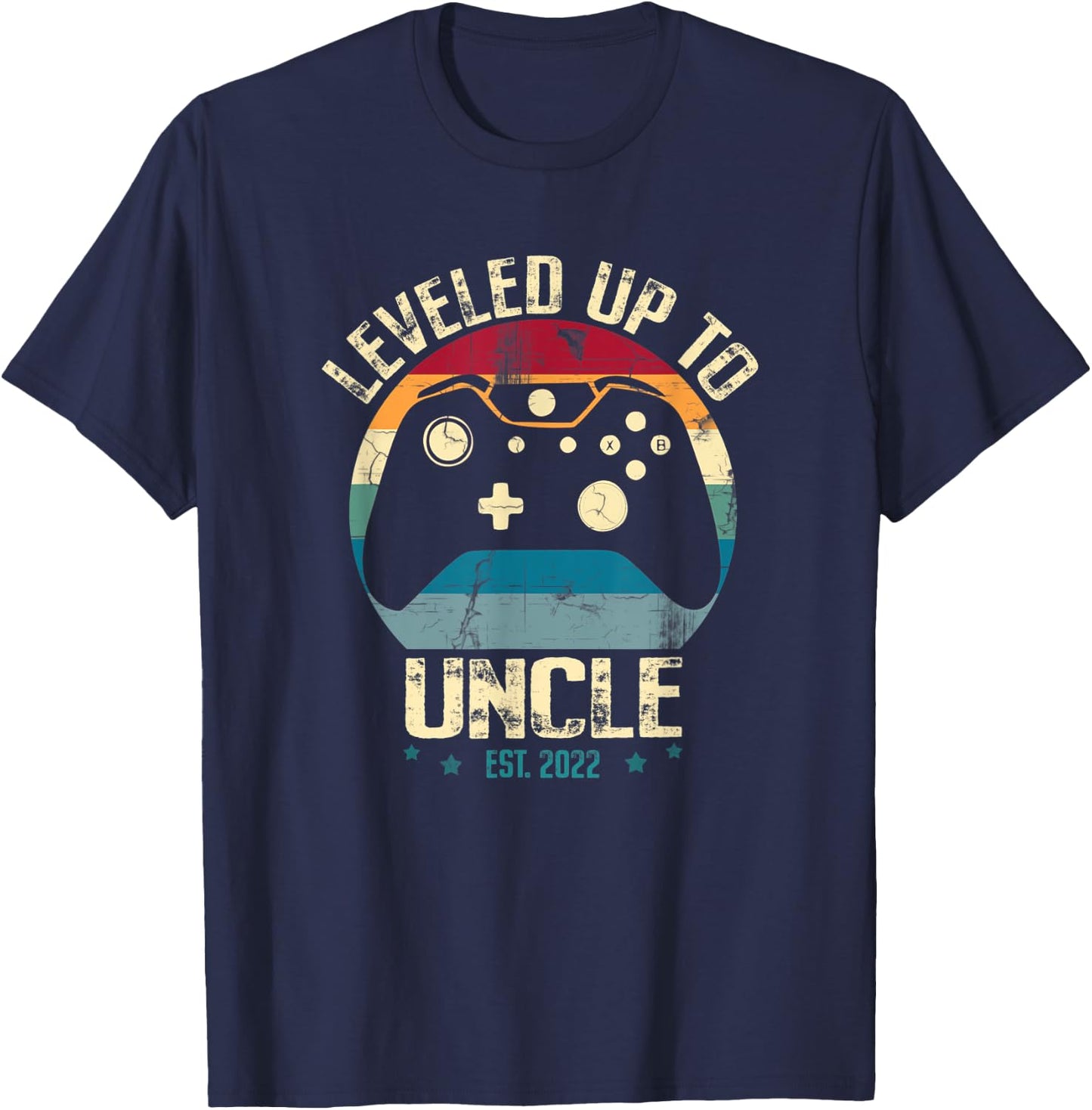 I Leveled Up To Uncle Pregnancy Announcement Uncle Gamer T-Shirt - T-Shirt | Navy