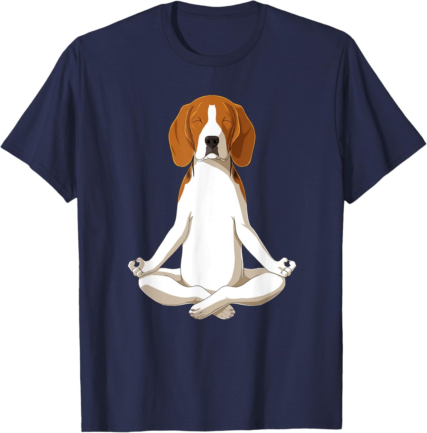 Yoga Dog Beagle Men Women T-Shirt - T-Shirt | Navy