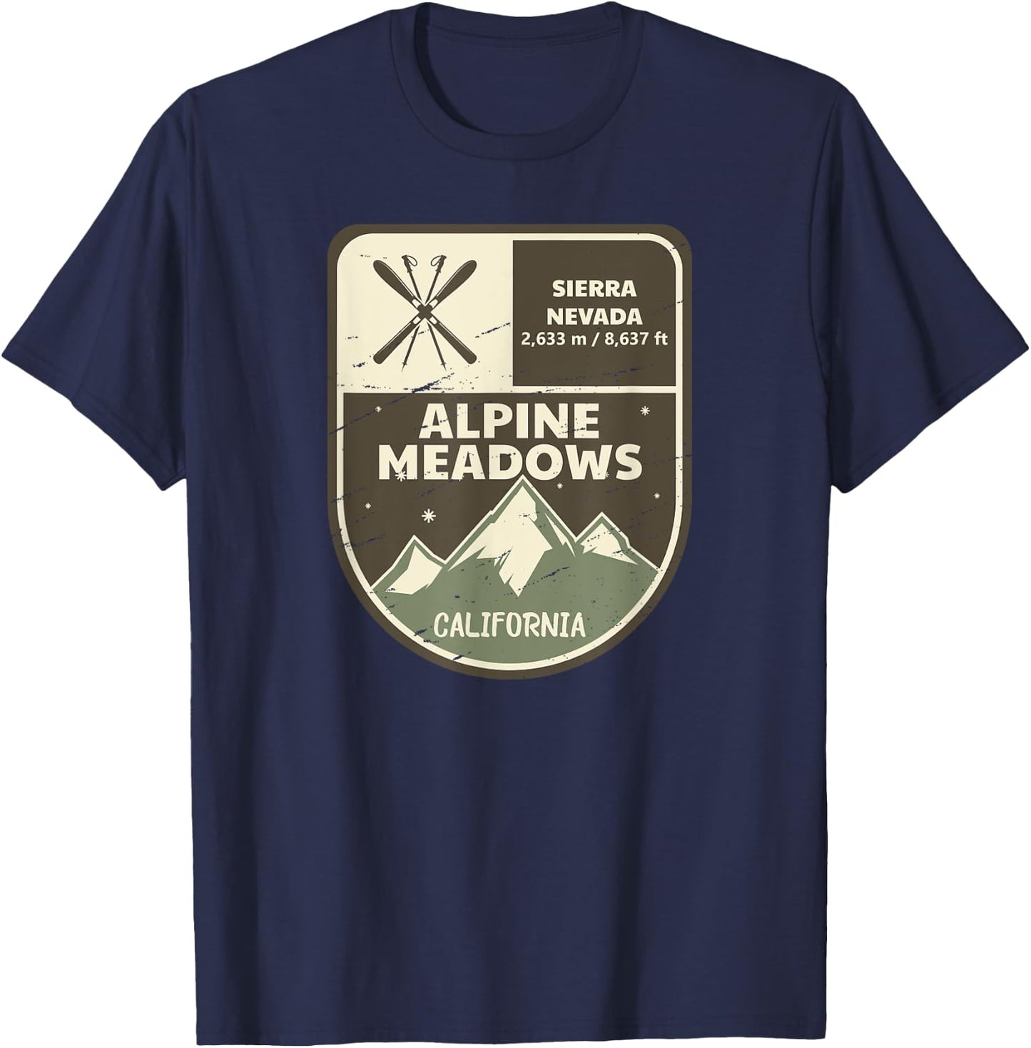 Alpine Meadows California Vintage T-Shirt - T-Shirt | Navy